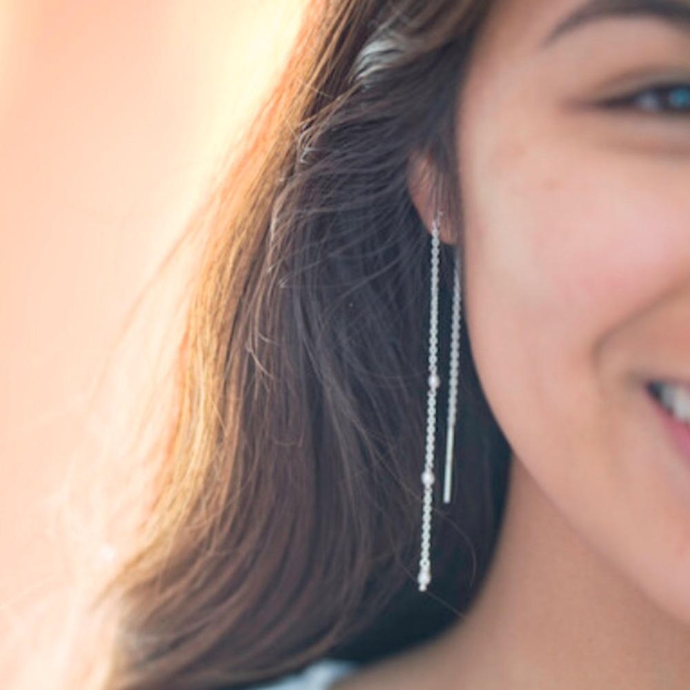 Betty belts pearl threader earrings